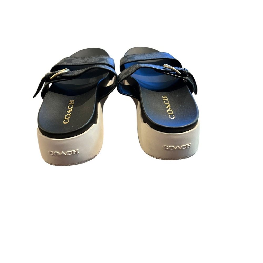 Coach Gwen‎ C8925 Signature Black Buckle Strap Leather Sandals Women US 7.5B - Picture 6 of 9